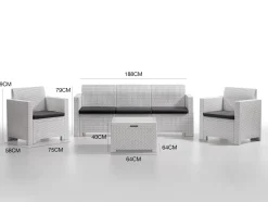 Set Da Esterno|Outdoor > Dmora Salotto da cortile poltrone e divano effetto rattan - Admiral Bianco