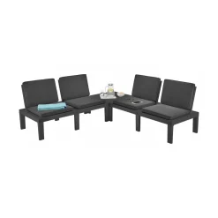 Set Da Esterno|Outdoor > Dmora Salotto da esterno ad angolo effetto doghe antracite - Ermes Nero Antracite