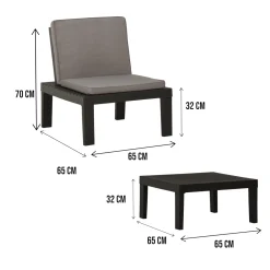 Set Da Esterno|Outdoor > Dmora Salotto da esterno ad angolo effetto doghe antracite - Ermes Nero Antracite