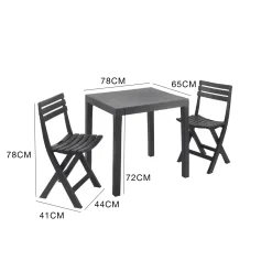 Set Da Esterno|Outdoor > Dmora Salotto da esterno economico 2 sedie 1 tavolo antracite - Altar Nero Antracite