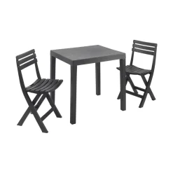 Set Da Esterno|Outdoor > Dmora Salotto da esterno economico 2 sedie 1 tavolo antracite - Altar Nero Antracite