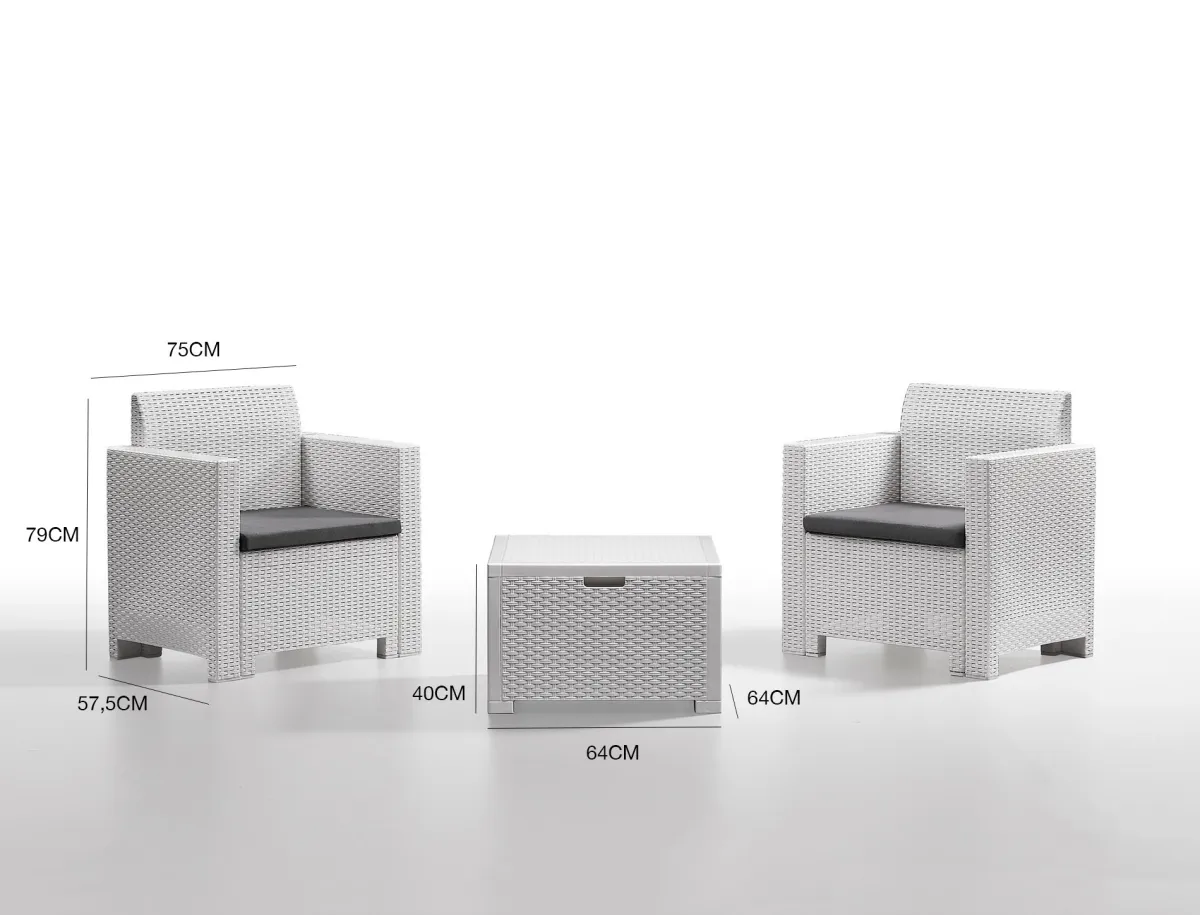Set Da Esterno|Outdoor > Dmora Salotto da esterno poltrone - Apis Bianco