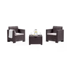 Salotto da esterno poltrone effetto rattan marrone - Apis
