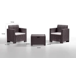 Salotto da esterno poltrone effetto rattan marrone - Apis