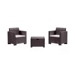 Salotto da esterno poltrone effetto rattan marrone - Apis