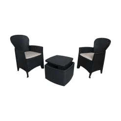 Set Da Esterno|Outdoor > Dmora Salotto da esterno 2 poltrone 1 tavolino contenitore antracite - Anny Nero Antracite