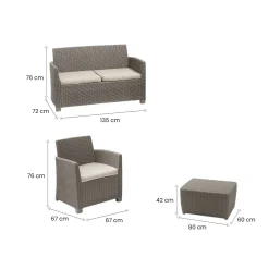 Set Da Esterno|Salotti Da Giardino > Dmora Salotto da esterno poltrone tortora - Langley Grigio Tortora