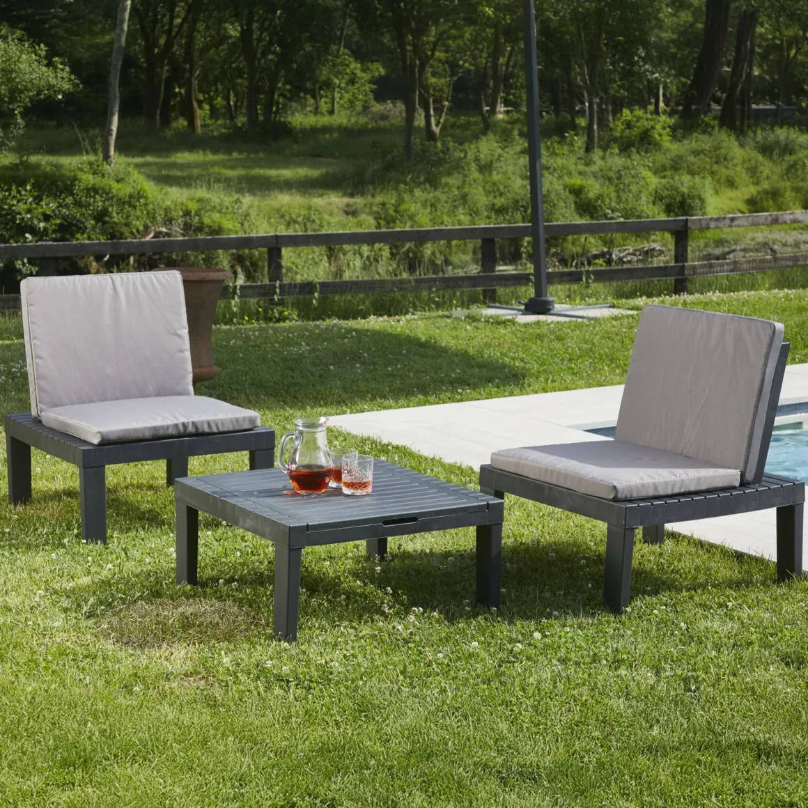 Set Da Esterno|Salotti Da Giardino > Dmora Salotto da esterno 2 posti e 1 tavolo tortora - Viking Grigio Tortora