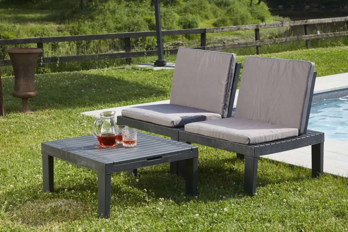 Set Da Esterno|Salotti Da Giardino > Dmora Salotto da esterno 2 posti e 1 tavolo tortora - Viking Grigio Tortora