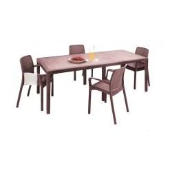 Salotto da esterno 4 posti e 1 tavolo effetto rattan marrone - Arret