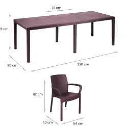 Salotto da esterno 4 posti e 1 tavolo effetto rattan marrone - Arret