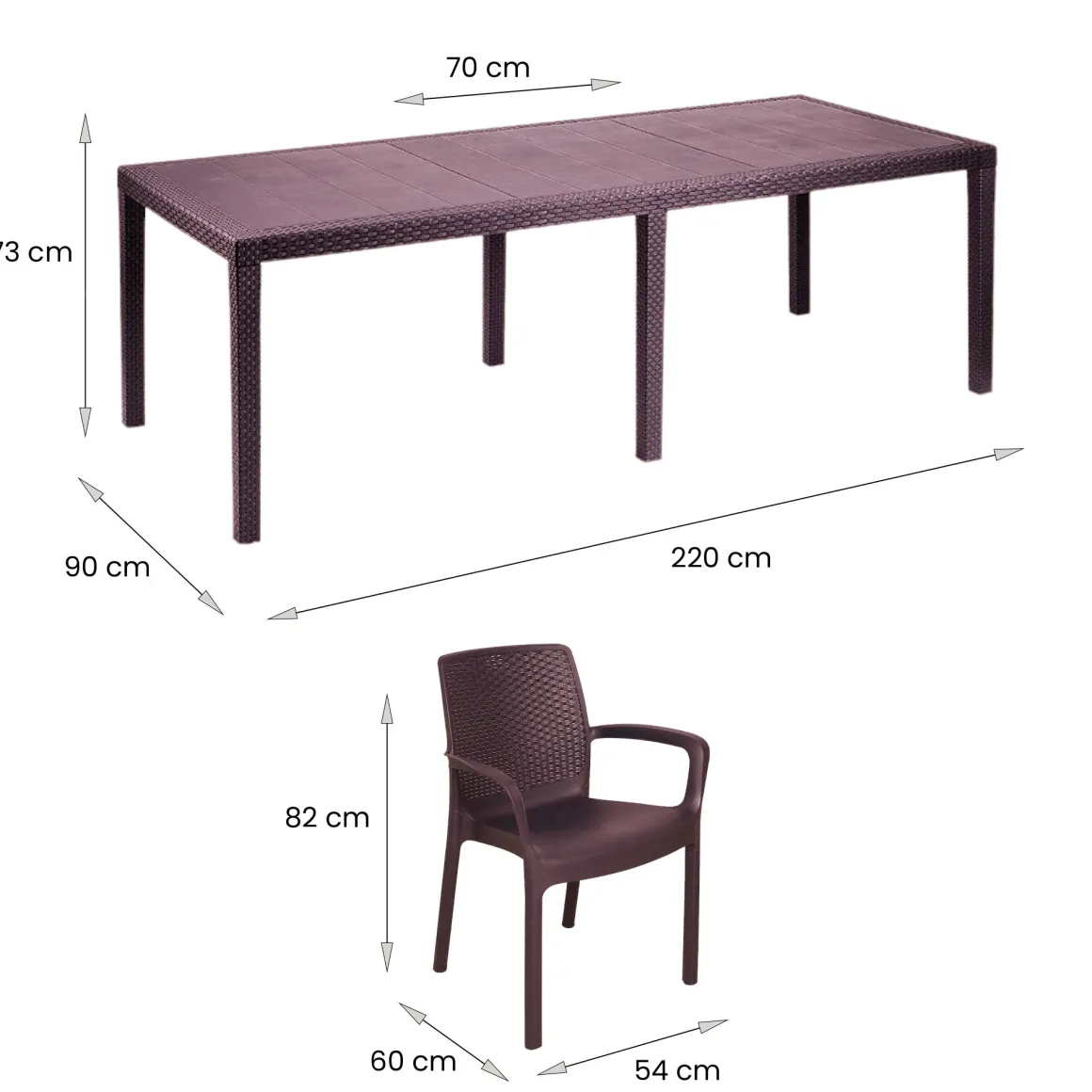Salotto da esterno 4 posti e 1 tavolo effetto rattan marrone - Arret