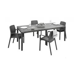Set Da Esterno|Outdoor > Dmora Salotto da esterno 4 sedie e tavolo allungabile antracite - Arret Nero Antracite