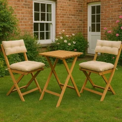 Set Da Esterno|Salotti Da Giardino > Dmora Salotto da esterno 2 sedie pieghevoli e tavolino alto crema - Isso Bianco Crema