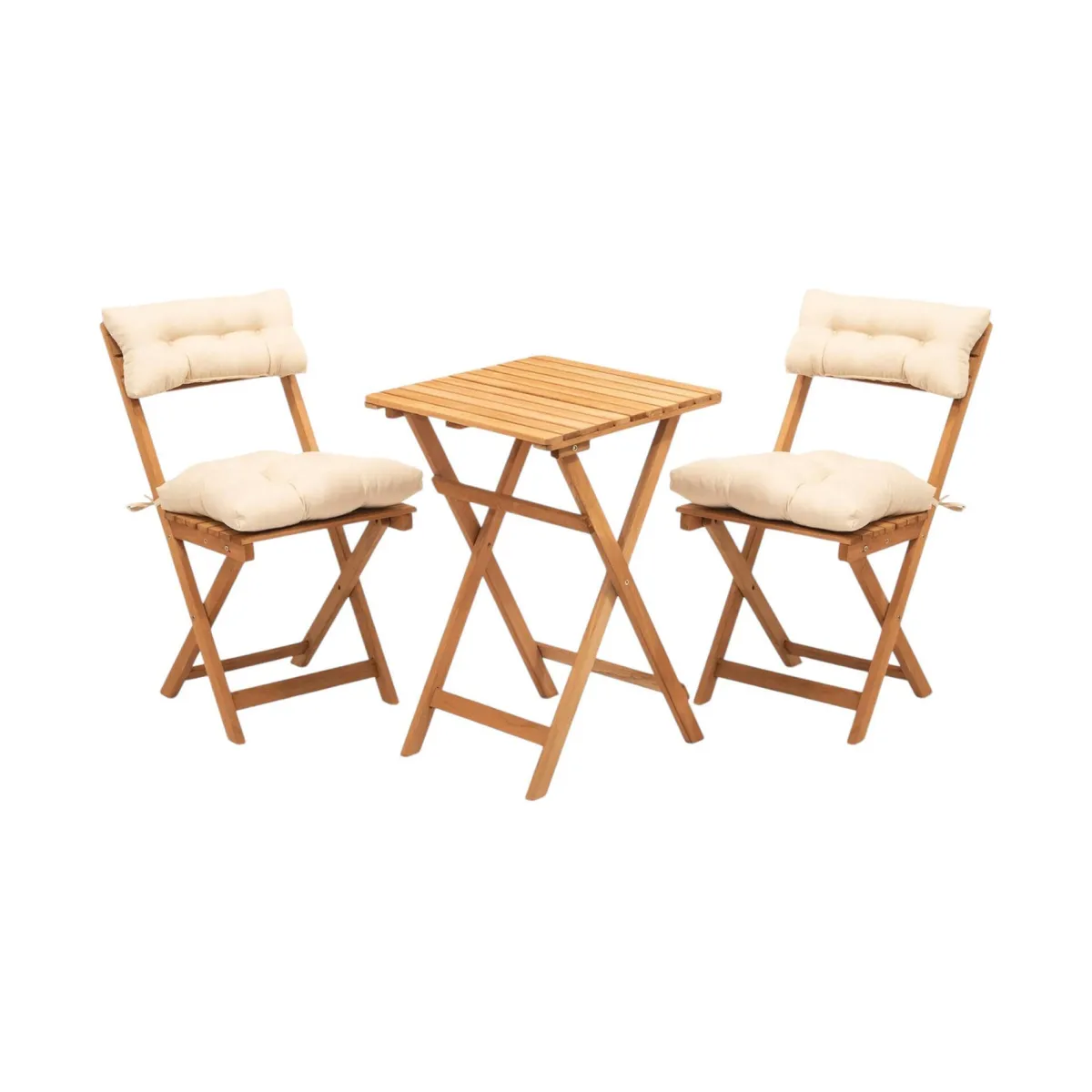 Set Da Esterno|Salotti Da Giardino > Dmora Salotto da esterno 2 sedie pieghevoli e tavolino alto crema - Isso Bianco Crema