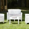 Outdoor > Dmora Salotto da giardino 1 divano 2 poltrone e tavolino bianco - Alesandro