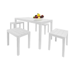 Salotto da giardino panchine effetto doghe bianco - Asta