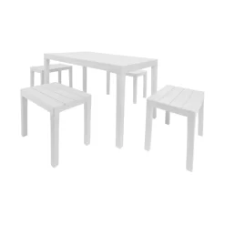 Salotto da giardino panchine effetto doghe bianco - Asta