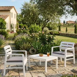 Salotto da giardino 2 poltrone bianco - Alfio