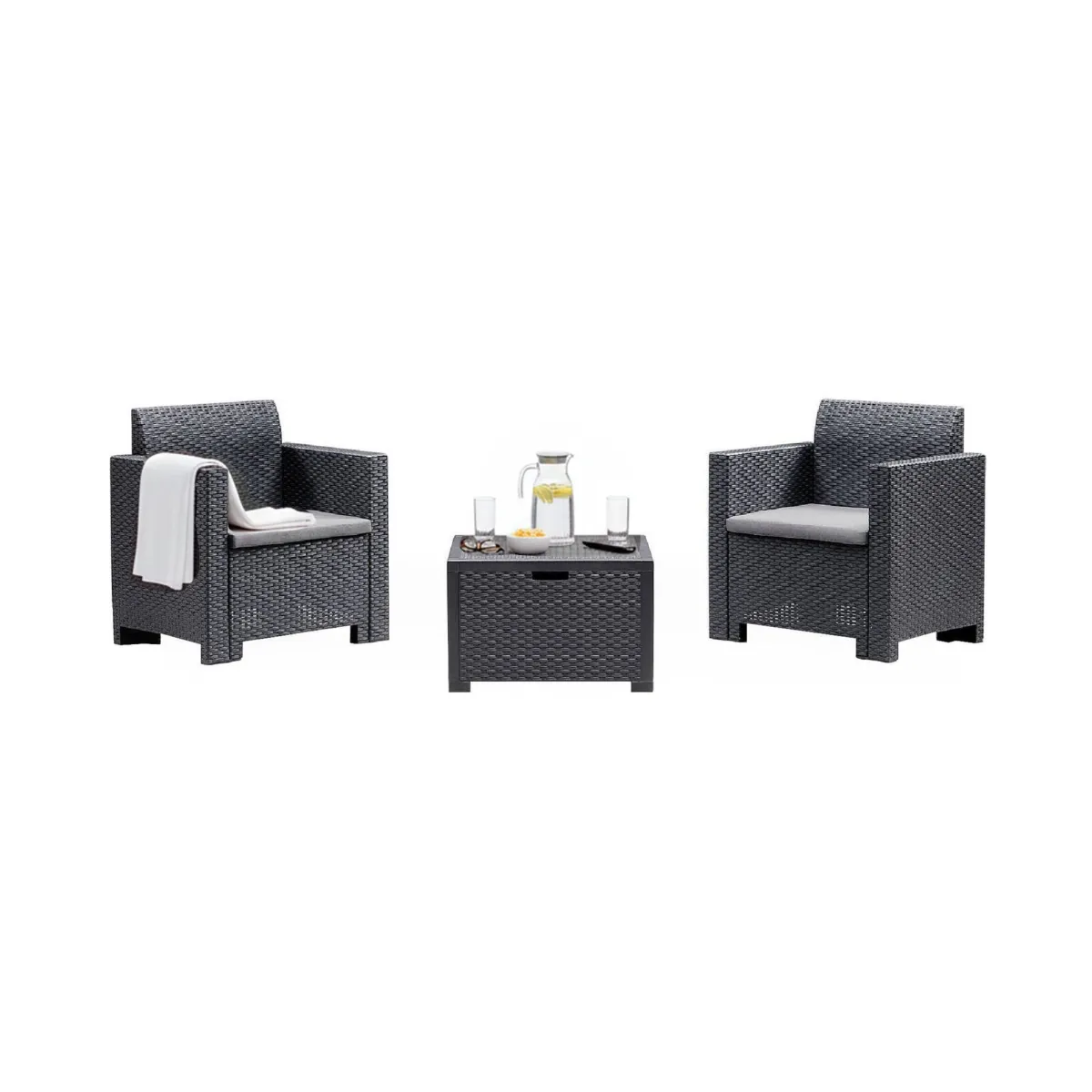 Outdoor|Salotti Da Giardino > Dmora Salotto da giardino poltrone antracite - Apis Nero Antracite
