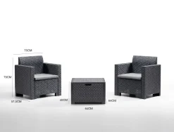 Outdoor|Salotti Da Giardino > Dmora Salotto da giardino poltrone antracite - Apis Nero Antracite