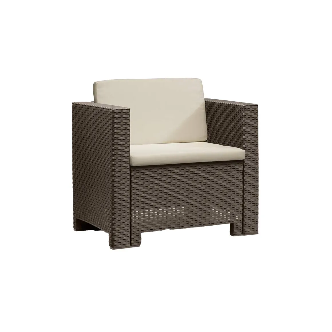 Salotto da giardino poltrone e divano effetto rattan marrone - Camisano