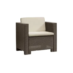 Salotto da giardino 2 posti e 1 tavolo effetto rattan marrone - Camini
