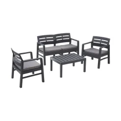 Set Da Esterno|Salotti Da Giardino > Dmora Salotto da giardino 4 posti e 1 tavolo antracite - Camisano Nero Antracite