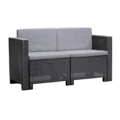 Set Da Esterno|Salotti Da Giardino > Dmora Salotto da giardino 4 posti e 1 tavolo antracite - Camisano Nero Antracite