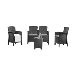 Salotto da terrazza poltrone e divano effetto rattan antracite - Eustachia
