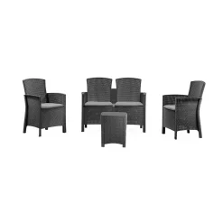 Salotto da terrazza poltrone e divano effetto rattan antracite - Eustachia