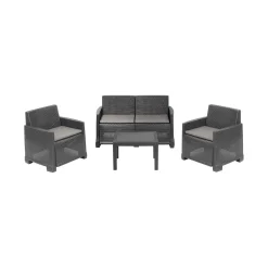 Set Da Esterno|Outdoor > Dmora Salotto per cortile poltrone e divano antracite - Atrito Nero Antracite