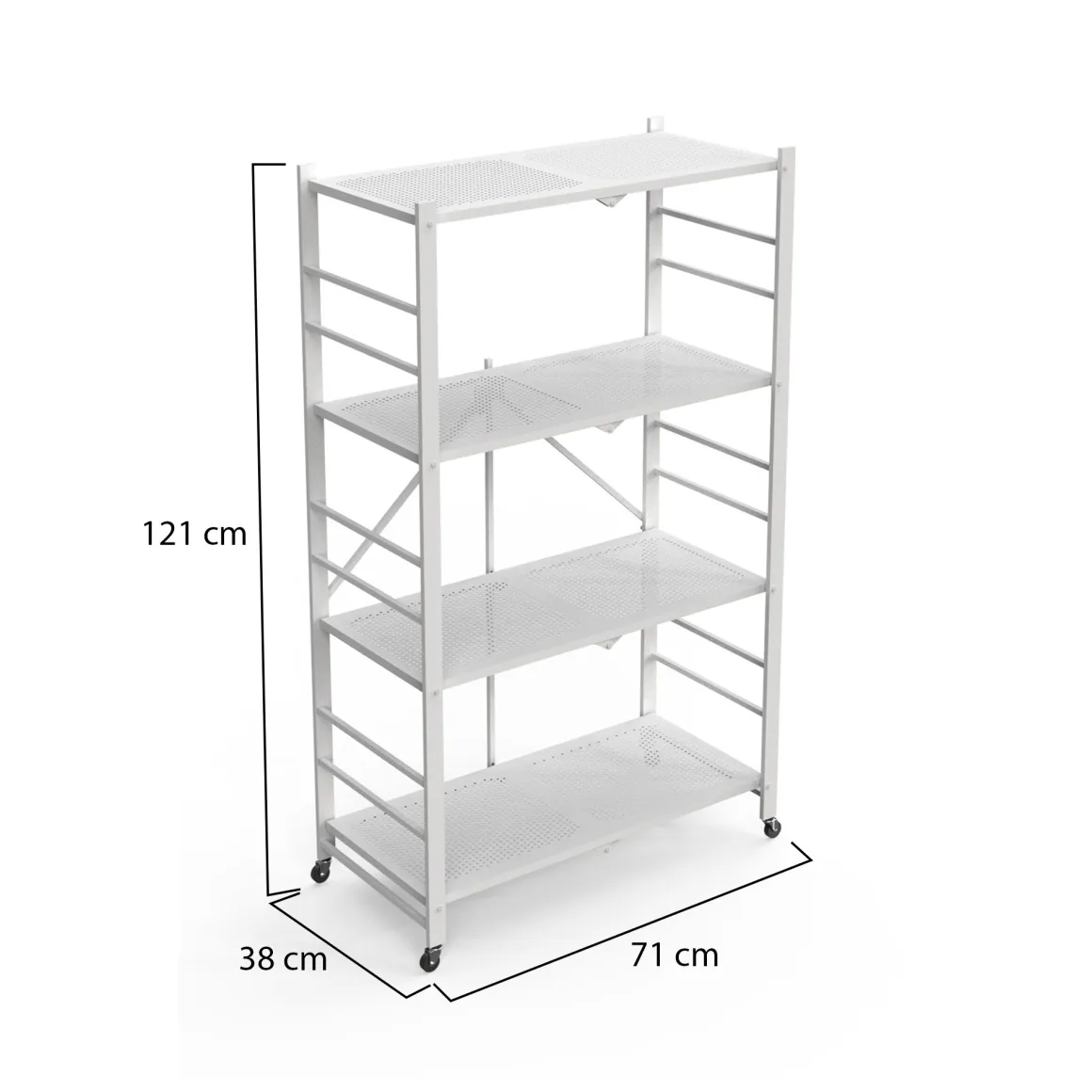 Scaffali Bianco Ruote 4 Ripiani, Peso Supportato 40 kg - Soprana