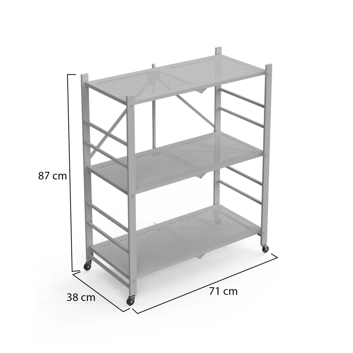 Scaffali|Armadi Da Esterno > Dmora Scaffali Ruote 3 Ripiani, Peso Supportato 40 kg - Cossato Grigio