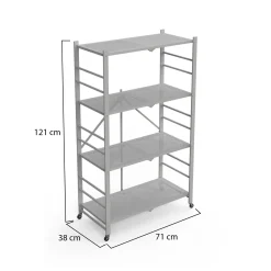 Scaffali Grigio Ruote 4 Ripiani, Peso Supportato 40 kg - Soprana