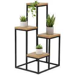 Scaffali|Armadi Da Esterno > Dmora Scaffali Marrone Noce Nero 4 Ripiani Materiale Struttura in Metallo 34x65x39h cm, Colore Struttura Nero - Mompeo Nero, Marrone Noce