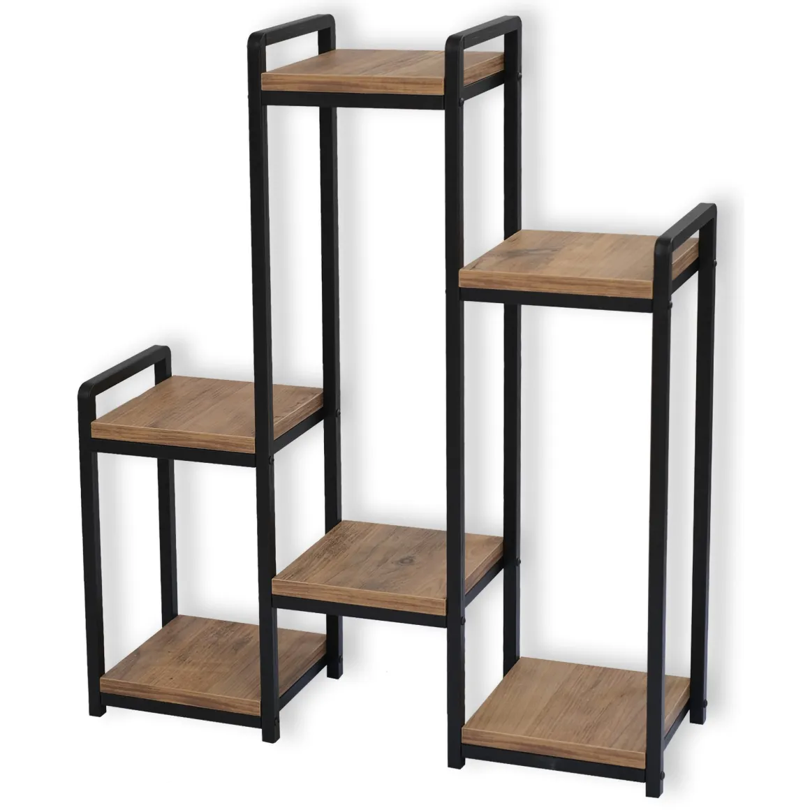Scaffali Marrone Noce Nero 6 Ripiani Materiale Struttura in Metallo 20x77x67h cm, Colore Struttura Nero - Estense