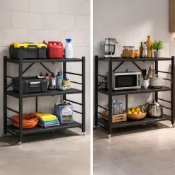 Scaffali|Armadi Da Esterno > Dmora Scaffali 3 Ripiani Ruote 71x38x87h cm, Richiudibile - Cossato Nero Antracite