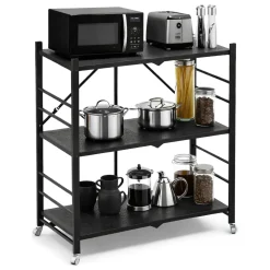 Scaffali|Armadi Da Esterno > Dmora Scaffali 3 Ripiani Ruote 71x38x87h cm, Richiudibile - Cossato Nero Antracite