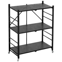 Scaffali|Armadi Da Esterno > Dmora Scaffali 3 Ripiani Ruote 71x38x87h cm, Richiudibile - Cossato Nero Antracite