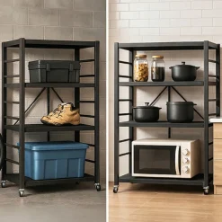 Scaffali|Armadi Da Esterno > Dmora Scaffali 5 Ripiani Richiudibile 71x38x156h cm, Peso Supportato 40 kg - Minori Nero Antracite