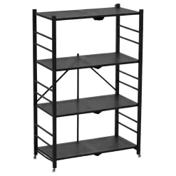Scaffali Nero Antracite 4 Ripiani Ruote 71x38x121h cm, Richiudibile - Soprana