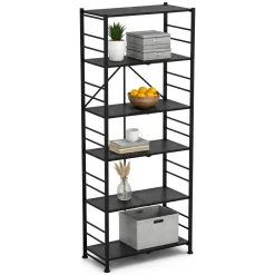 Scaffali Nero Antracite 6 Ripiani Richiudibile 71x38x190h cm, Peso Supportato 40 kg - Ficulle