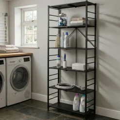 Scaffali Nero Antracite 6 Ripiani Richiudibile 71x38x190h cm, Peso Supportato 40 kg - Ficulle