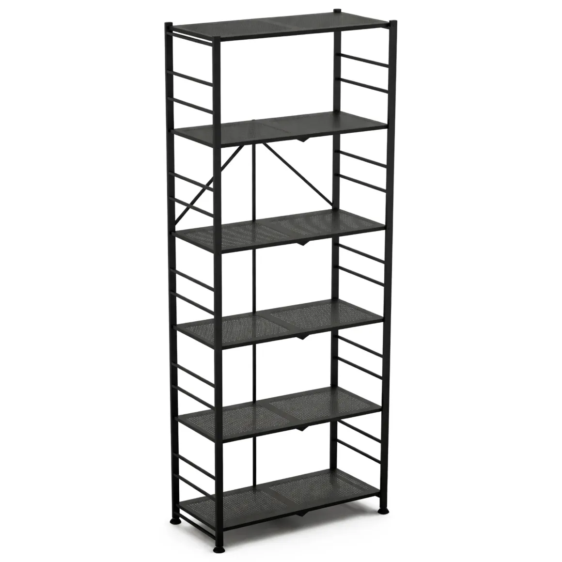 Scaffali Nero Antracite 6 Ripiani Richiudibile 71x38x190h cm, Peso Supportato 40 kg - Ficulle
