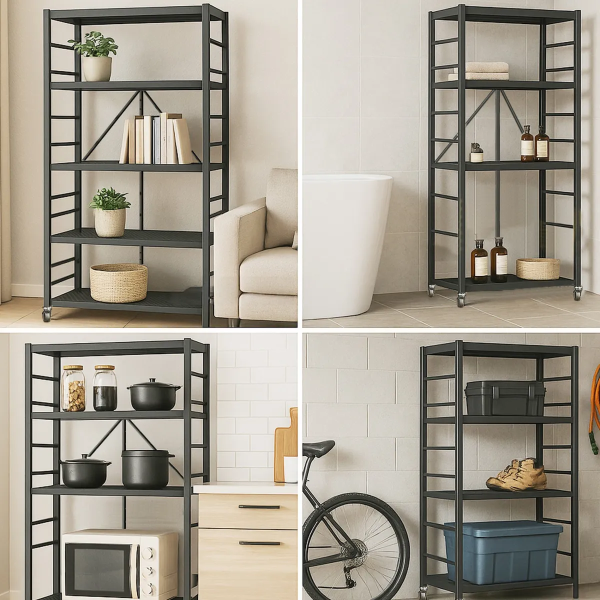 Scaffali|Armadi Da Esterno > Dmora Scaffali 5 Ripiani Peso Supportato 40 kg, - Minori Nero