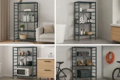 Scaffali|Armadi Da Esterno > Dmora Scaffali 5 Ripiani Peso Supportato 40 kg, - Minori Nero
