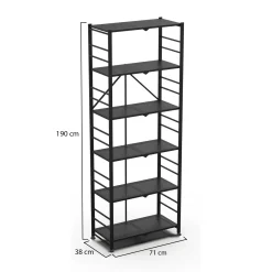 Scaffali Nero 6 Ripiani Peso Supportato 40 kg, - Ficulle