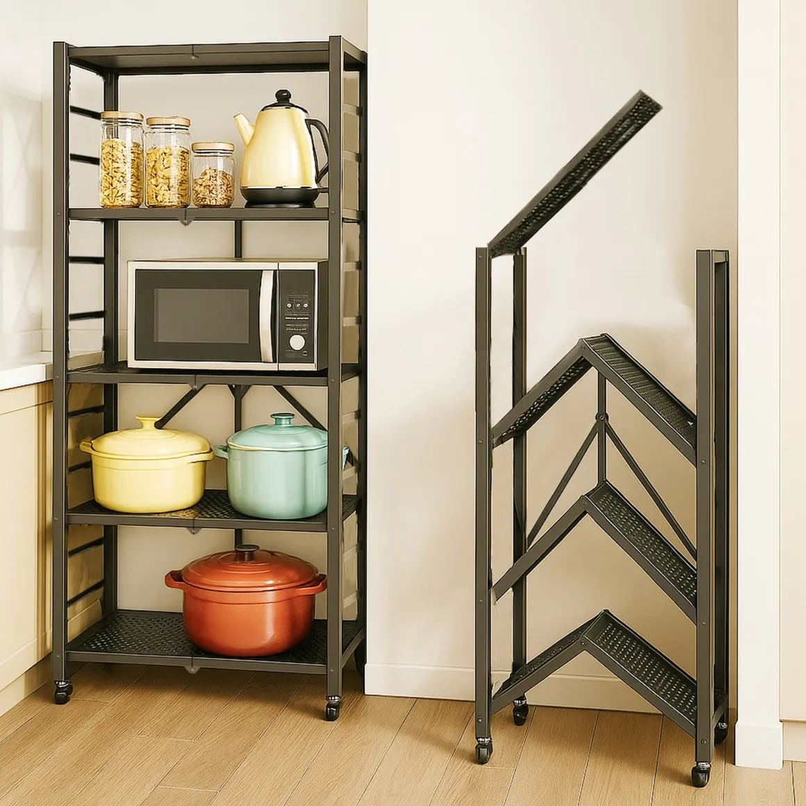 Scaffali Nero 6 Ripiani Peso Supportato 40 kg, - Ficulle