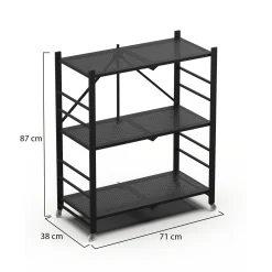 Scaffali|Armadi Da Esterno > Dmora Scaffali Ruote 3 Ripiani, Peso Supportato 40 kg - Cossato Nero